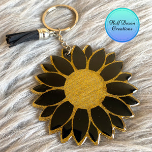 Black Sunflower Keychain