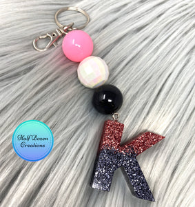 Letter & Beads Keychain