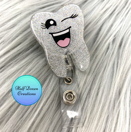 Tooth Glitter Badge Reel