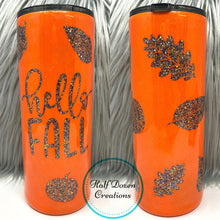 Load image into Gallery viewer, Hello Fall Glitter Tumbler