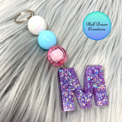 Letter & Beads Keychain