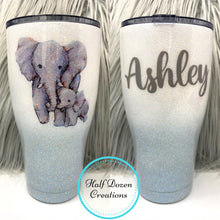 Load image into Gallery viewer, Elephant Mama and Baby Glitter Tumbler