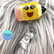 Load image into Gallery viewer, Pencil Glitter Badge Reel