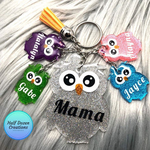 Mama Owl Keychain Set
