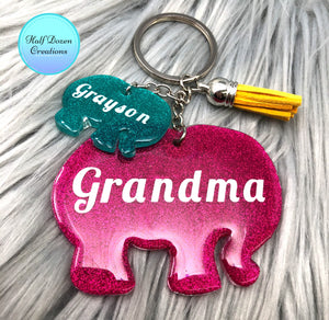 Mama Elephant Keychain Set