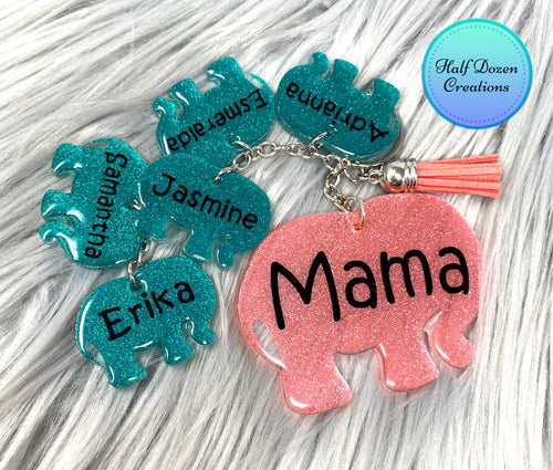 Mama Elephant Keychain Set