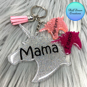 Mama Unicorn Keychain Set