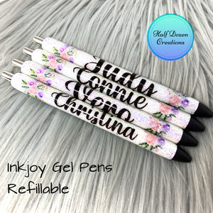 Floral Glitter Pens